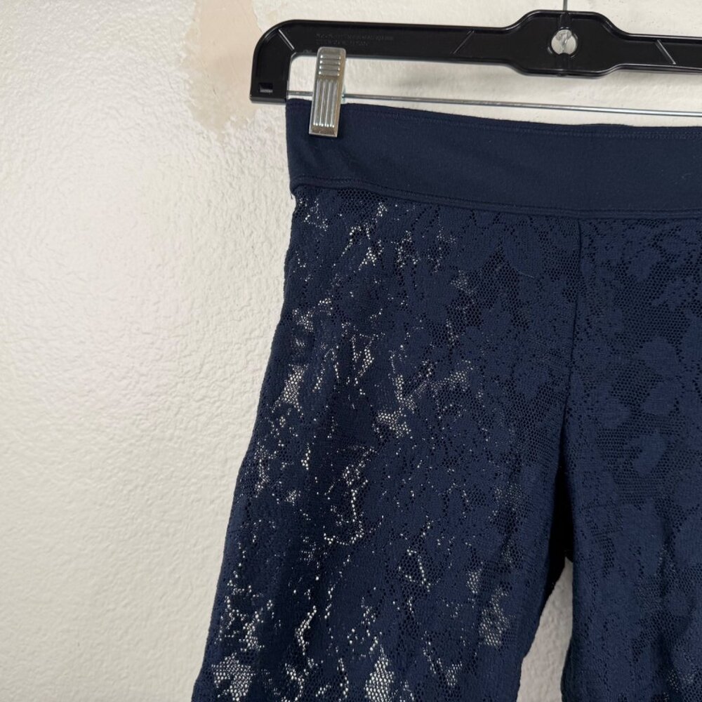 Abercrombie Fitch Women's Perfect Stretch Sheer Lace Capris Navy Blue Sz M - Picture 7 of 9